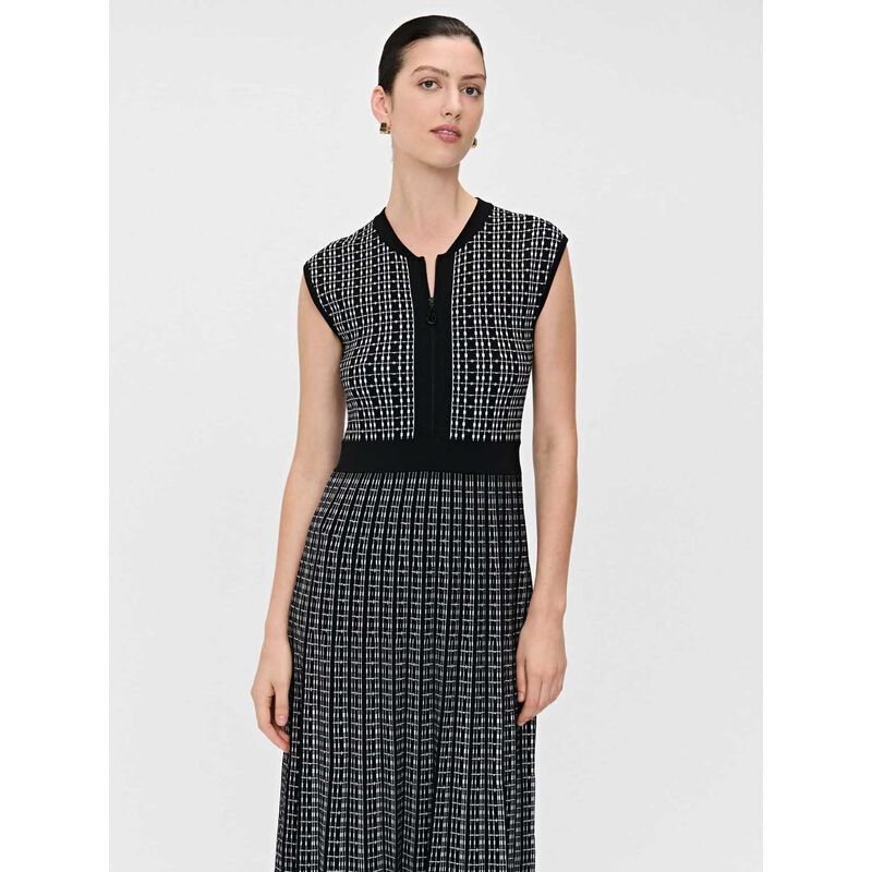 Veronika Maine Contrast Trim Pleated Knit Dress image number 3